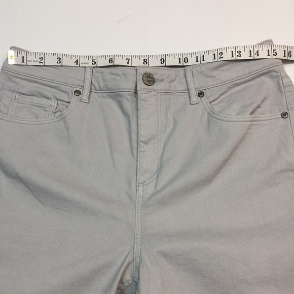 New Loft Curvy High Waist Skinny Crop Light Gray Tie Dye Detail Jean. Sz 10 - Picture 8 of 10